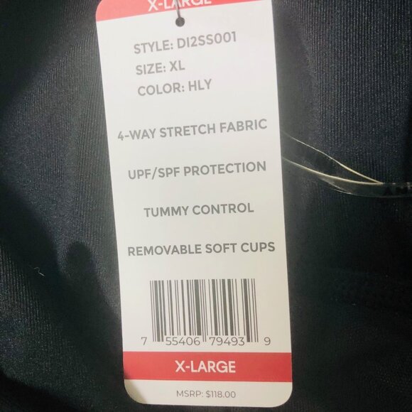 DKNY Halter Swimsuit Women XL UPF Bathing Suit 1 PC Floral Beach Pool $118 NWT - Picture 5 of 9